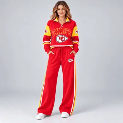 Kansas City Chiefs | NFL Quarter Zip Wide Leg Pants Set