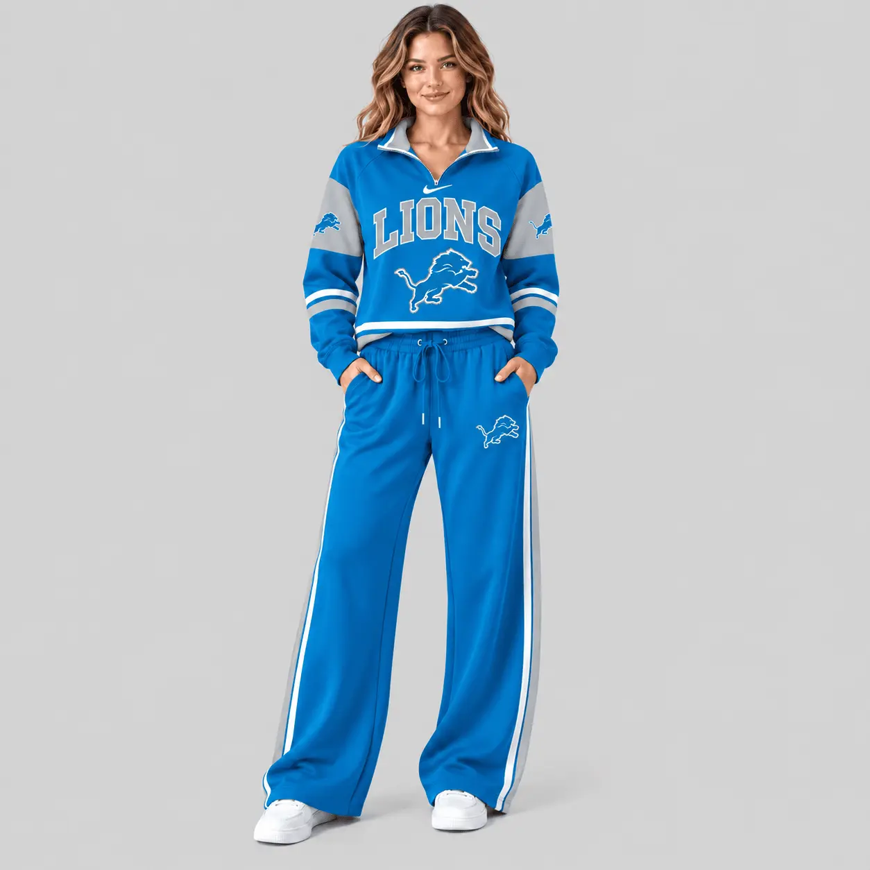 Detroit Lions | NFL Quarter Zip Wide Leg Pants Set