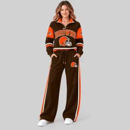 Cleveland Browns | NFL Quarter Zip Wide Leg Pants Set