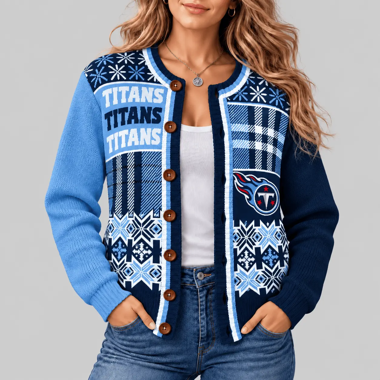 Tennessee Titans | NFL Fair Isle Plaid Knit Cardigan