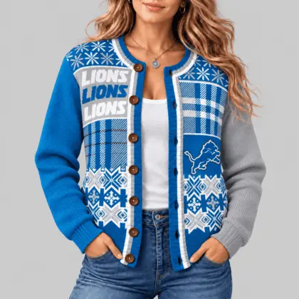 Detroit Lions | NFL Fair Isle Plaid Knit Cardigan