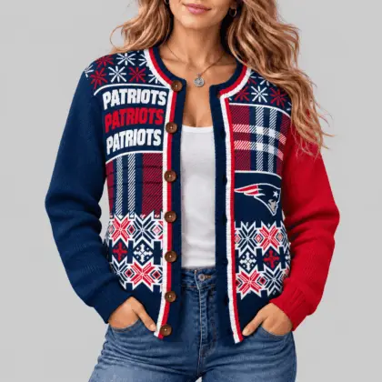 New England Patriots | NFL Fair Isle Plaid Knit Cardigan