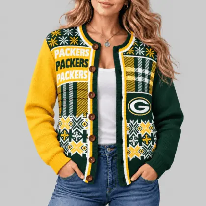 Green Bay Packers | NFL Fair Isle Plaid Knit Cardigan
