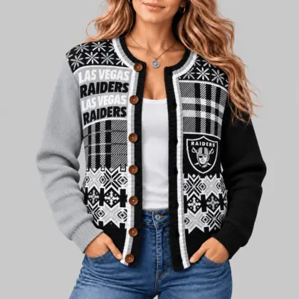 Las Vegas Raiders | NFL Fair Isle Plaid Knit Cardigan