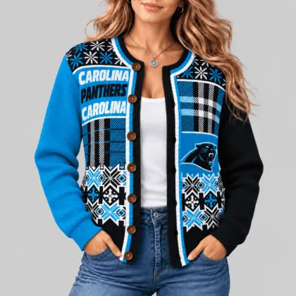Carolina Panthers | NFL Fair Isle Plaid Knit Cardigan