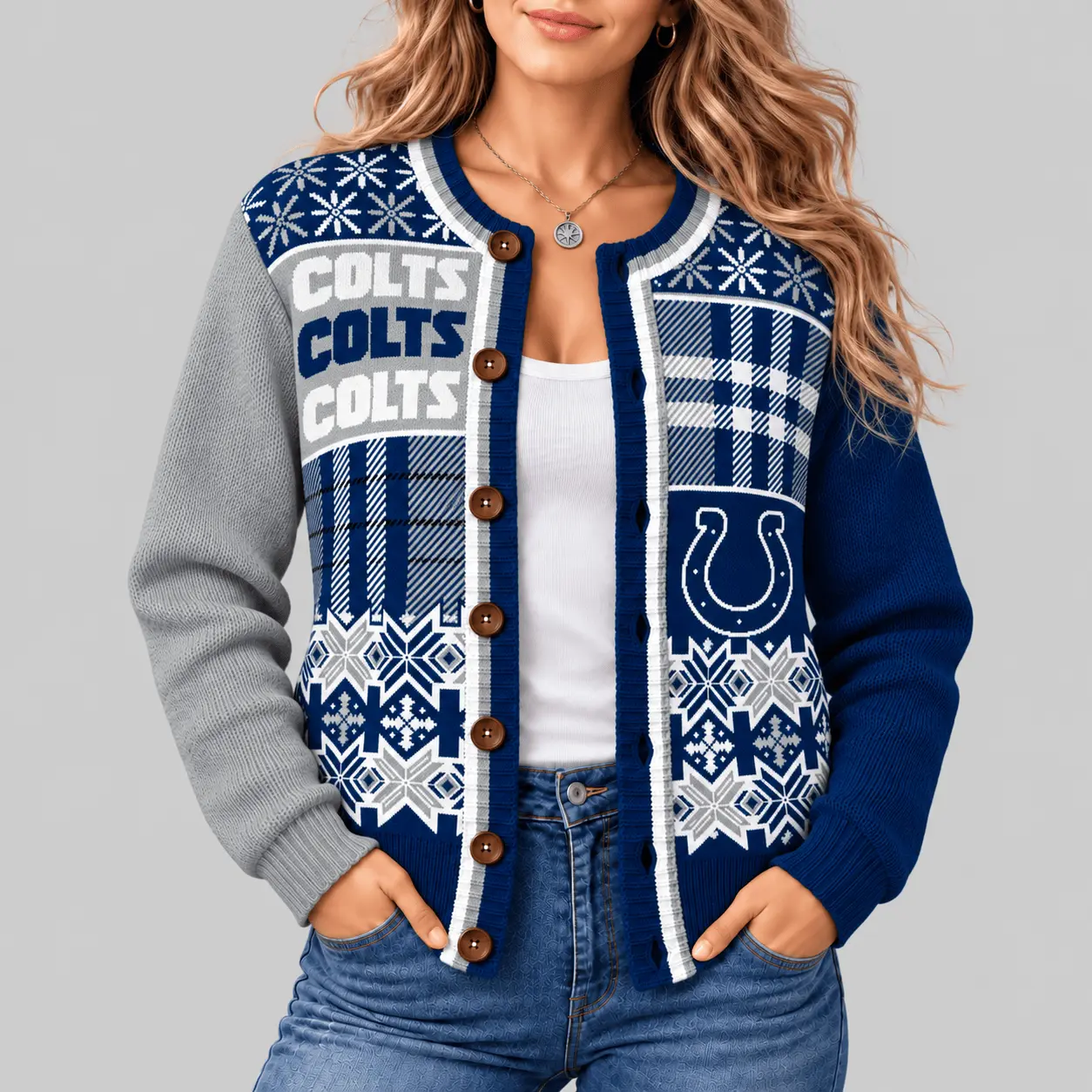Indianapolis Colts | NFL Fair Isle Plaid Knit Cardigan
