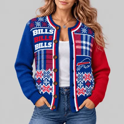 Buffalo Bills | NFL Fair Isle Plaid Knit Cardigan