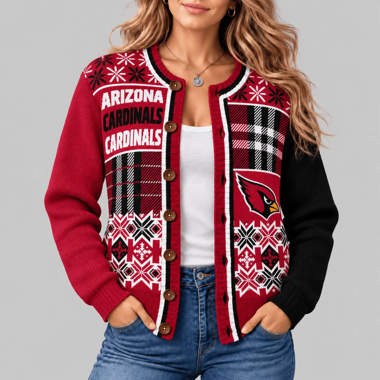 Arizona Cardinals | NFL Fair Isle Plaid Knit Cardigan