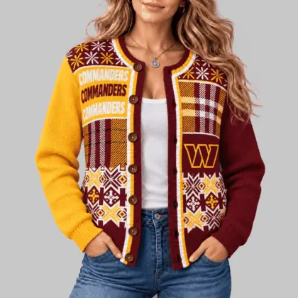 Washington Commanders | NFL Fair Isle Plaid Knit Cardigan