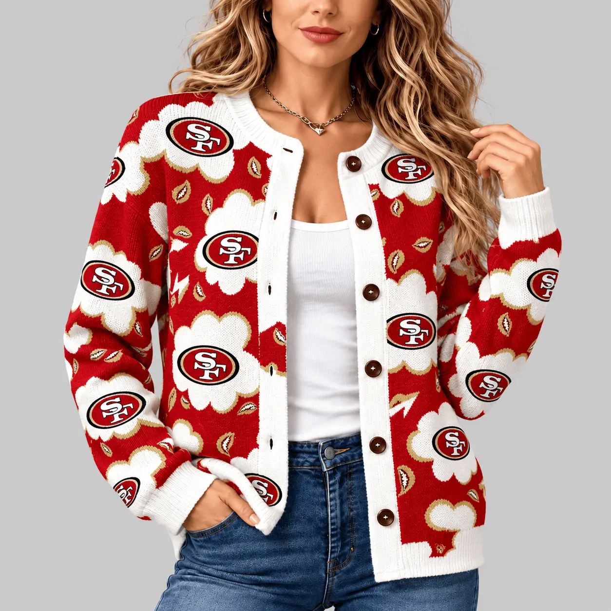 San Francisco 49ers | NFL Kiss Pattern Knit Cardigan