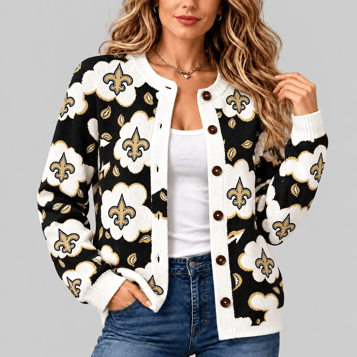 New Orleans Saints | NFL Kiss Pattern Knit Cardigan