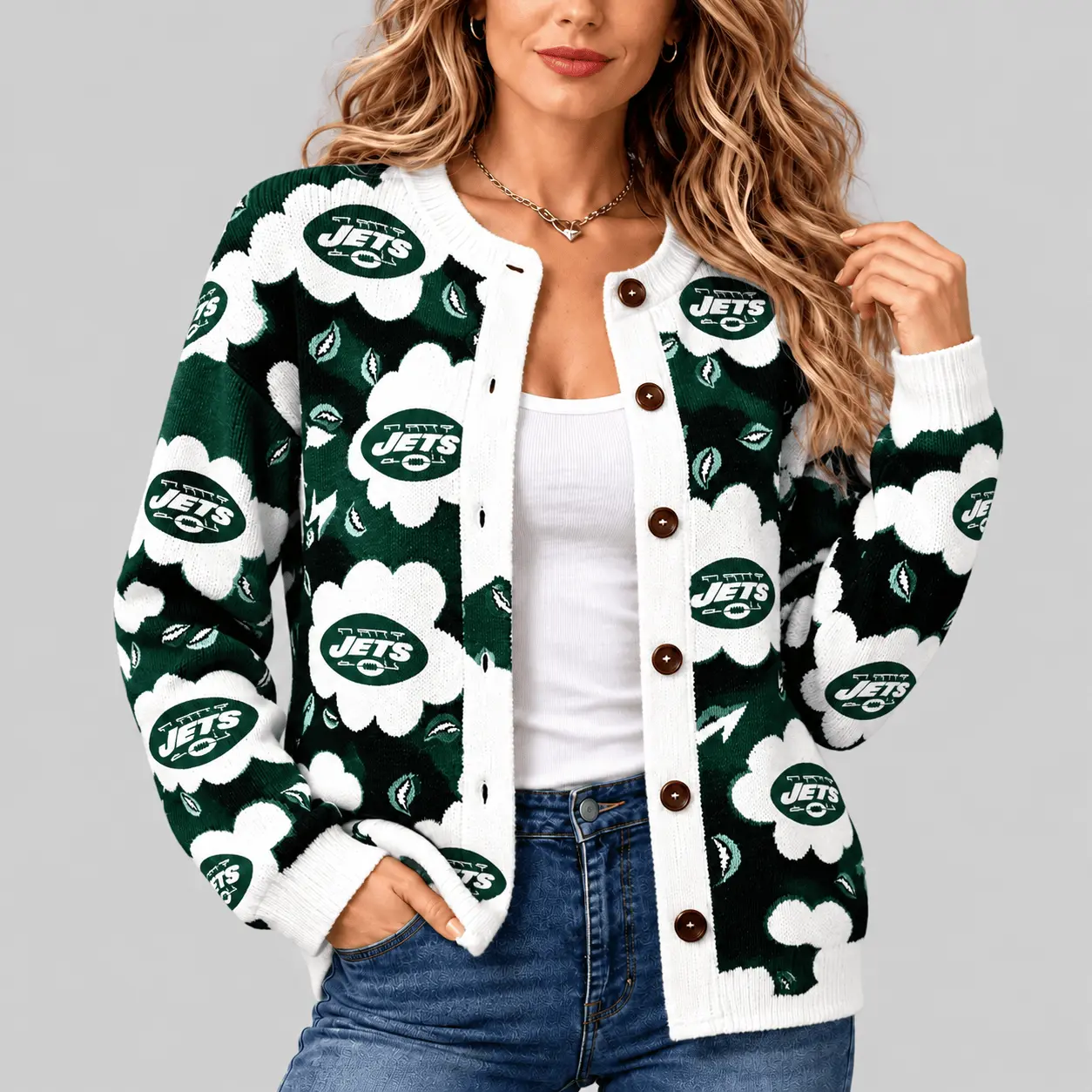 New York Jets | NFL Kiss Pattern Knit Cardigan