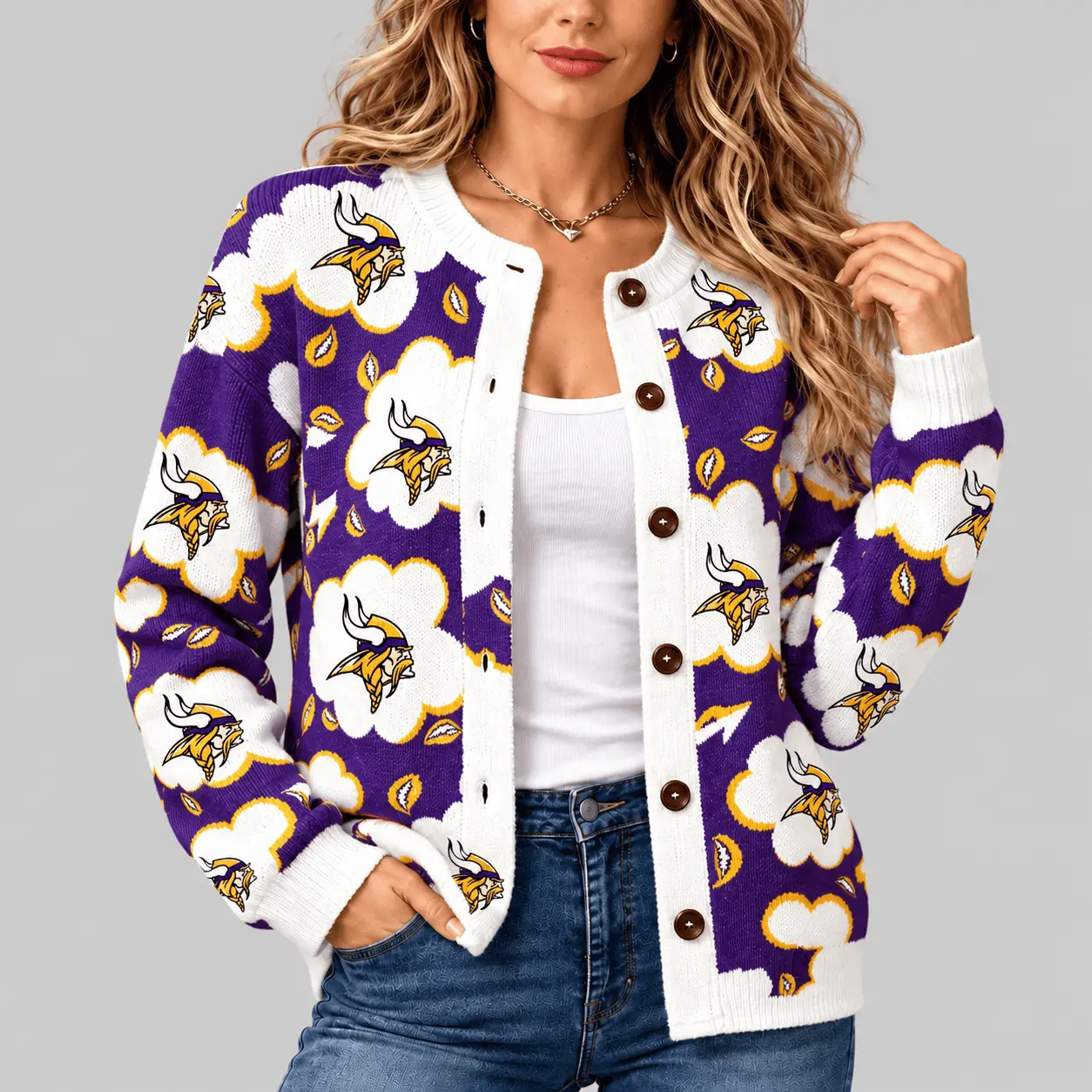 Minnesota Vikings | NFL Kiss Pattern Knit Cardigan