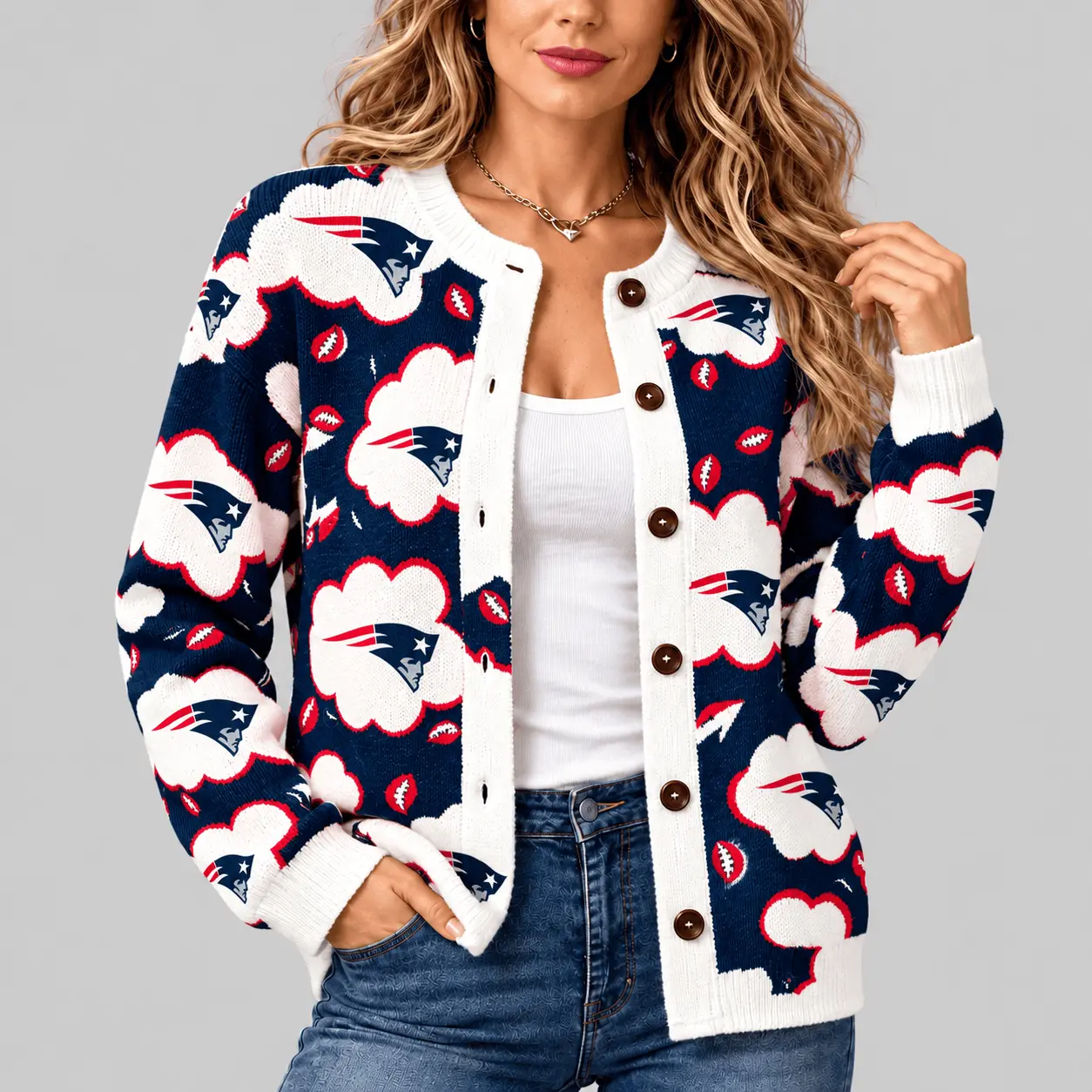 New England Patriots | NFL Kiss Pattern Knit Cardigan