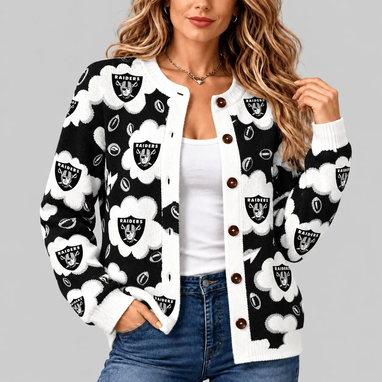 Las Vegas Raiders | NFL Kiss Pattern Knit Cardigan