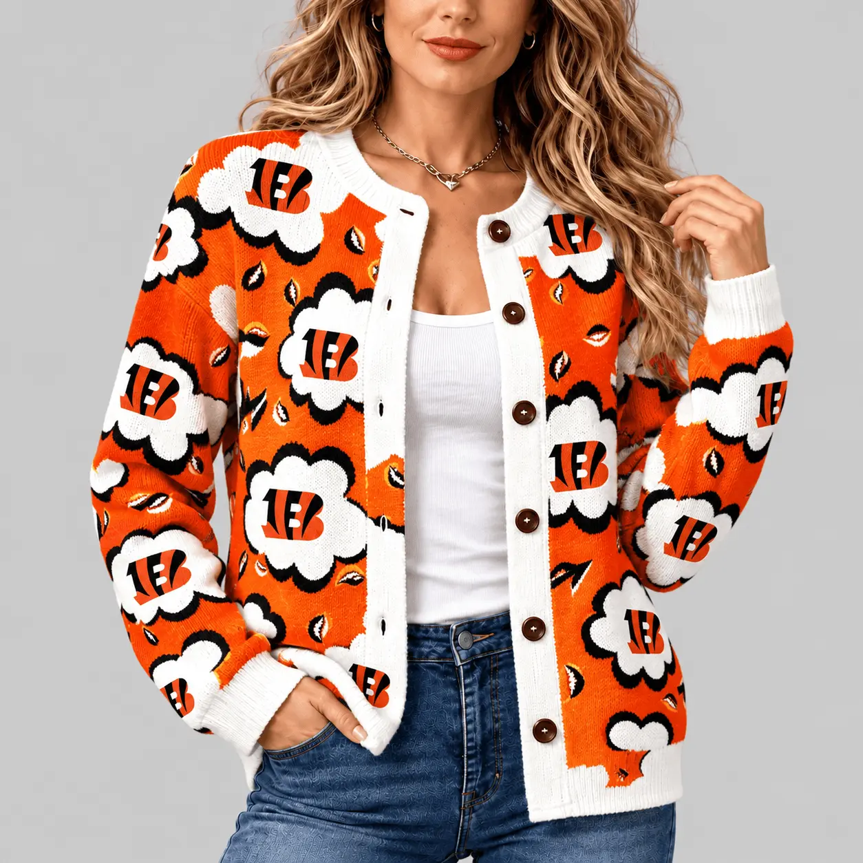 Cincinnati Bengals | NFL Kiss Pattern Knit Cardigan