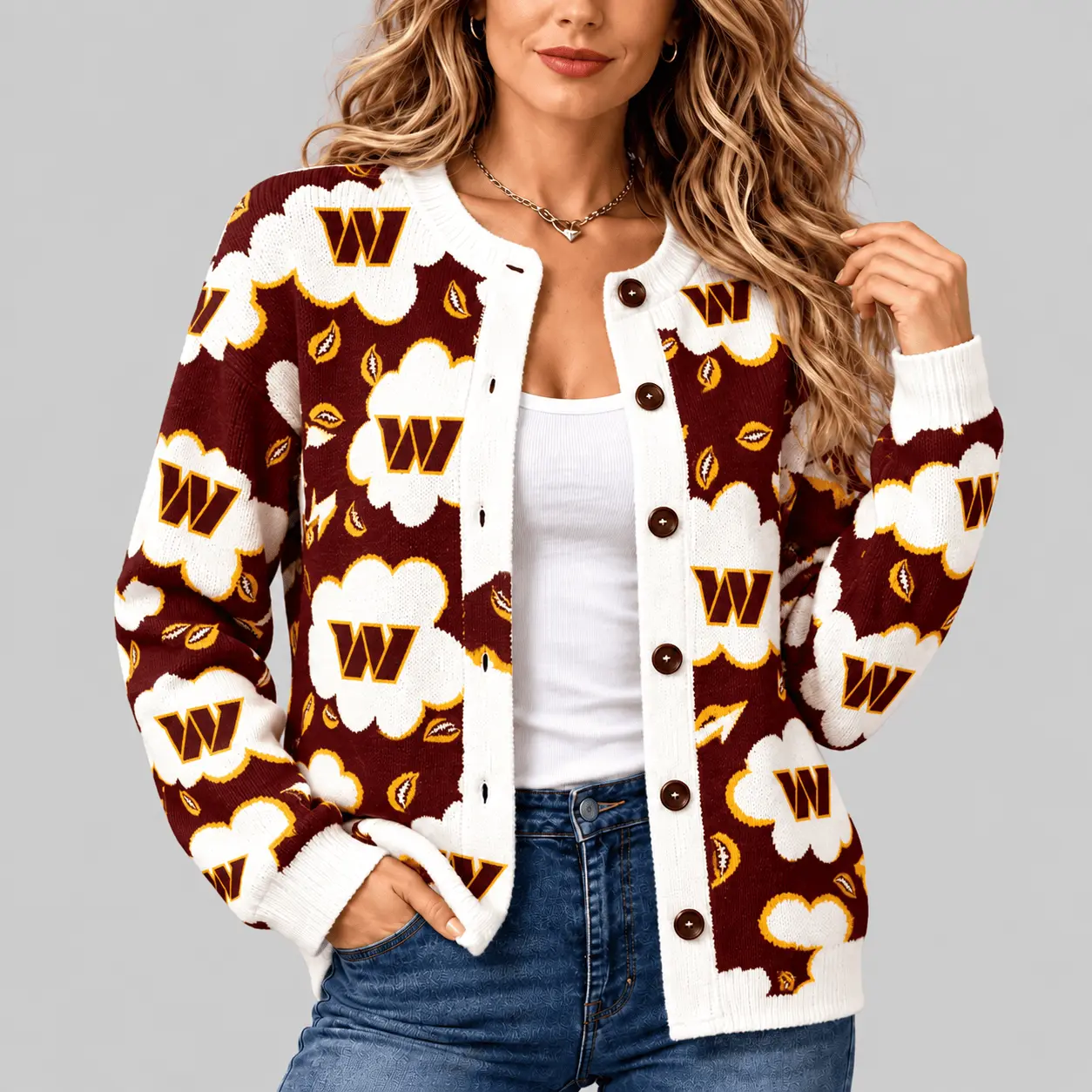Washington Commanders | NFL Kiss Pattern Knit Cardigan
