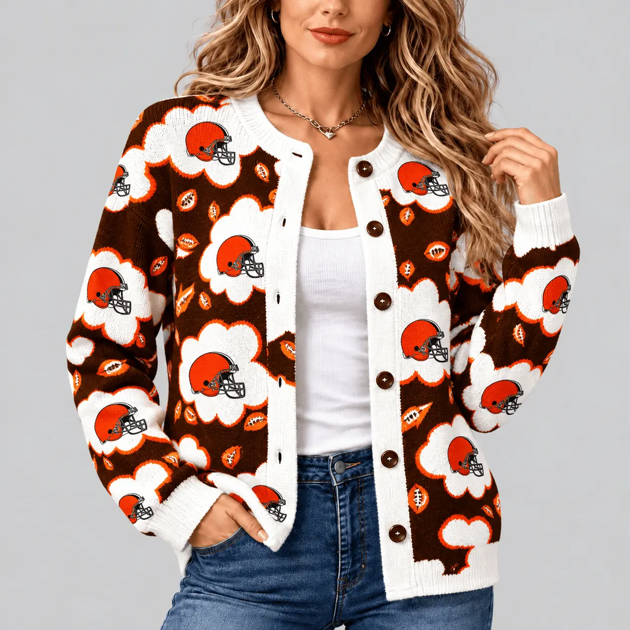 Cleveland Browns | NFL Kiss Pattern Knit Cardigan