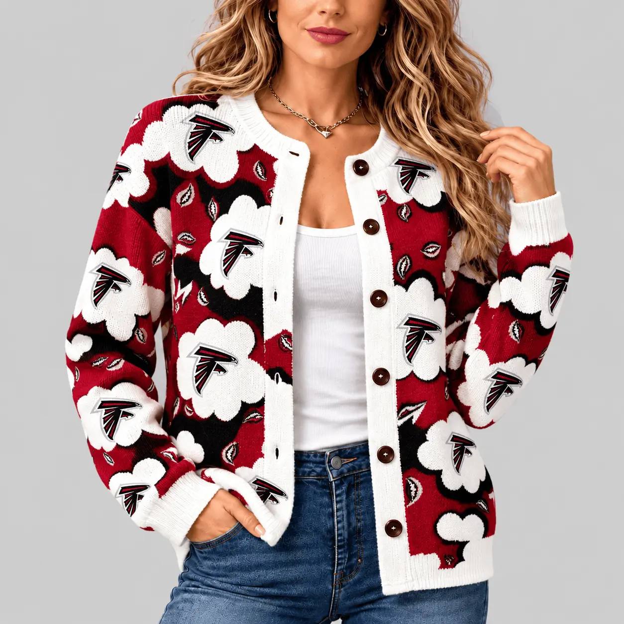 Atlanta Falcons | NFL Kiss Pattern Knit Cardigan
