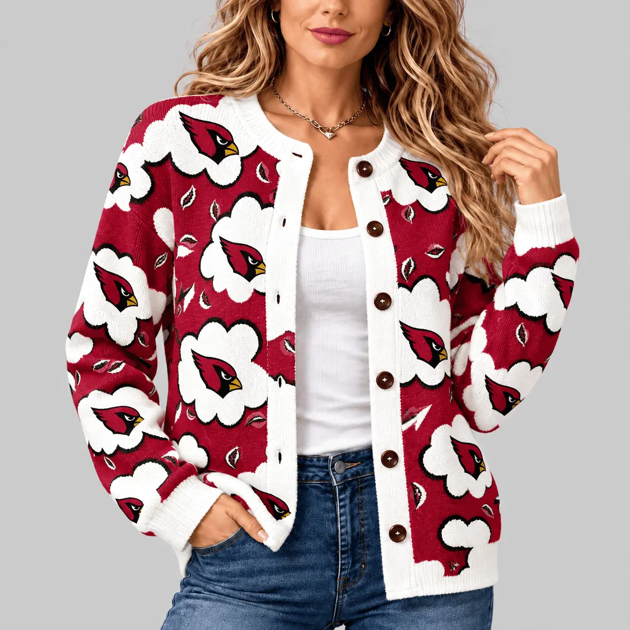 Arizona Cardinals | NFL Kiss Pattern Knit Cardigan