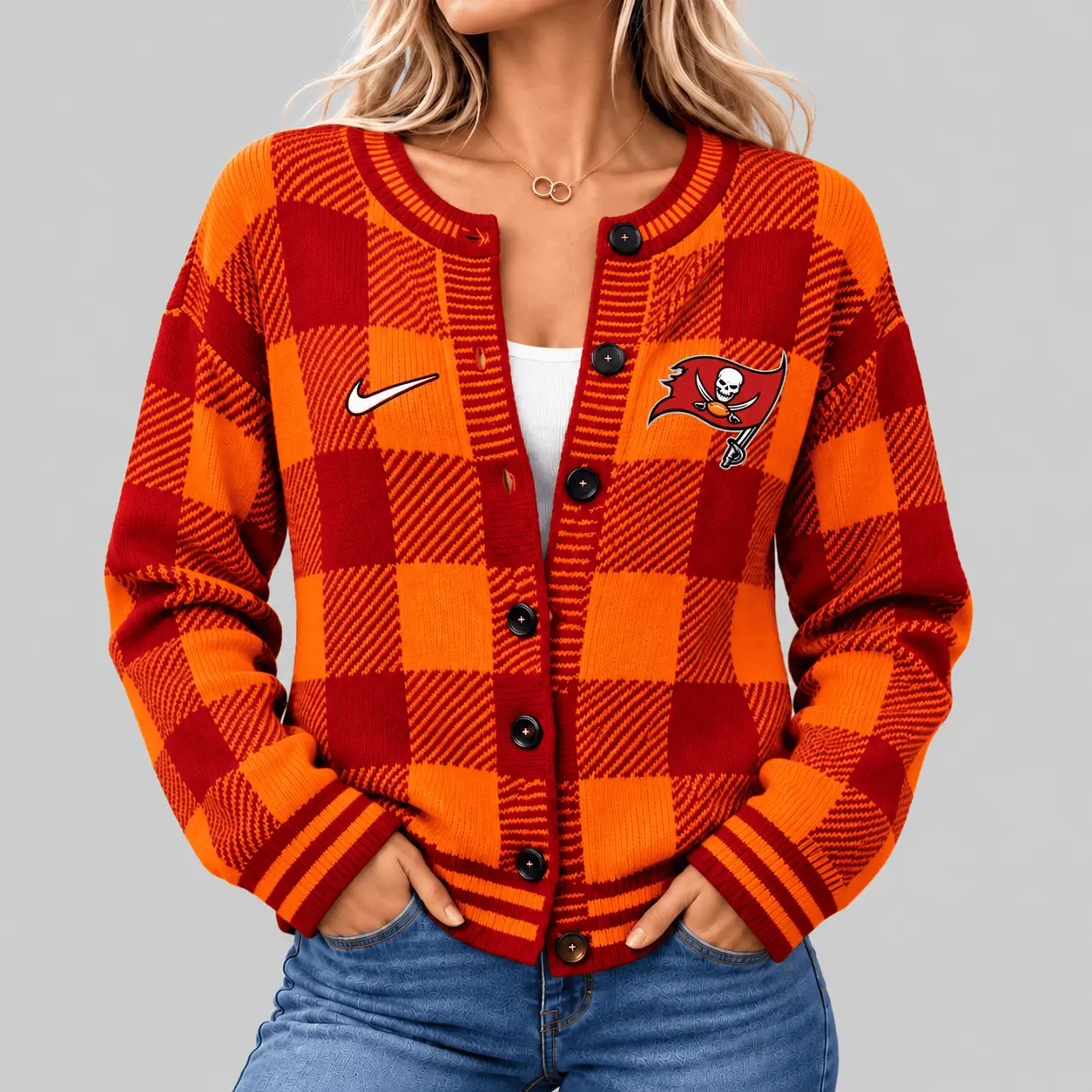 Tampa Bay Buccaneers | NFL Buffalo Check Knit Cardigan