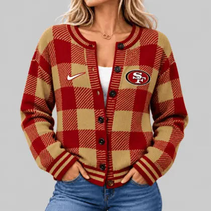 San Francisco 49ers | NFL Buffalo Check Knit Cardigan