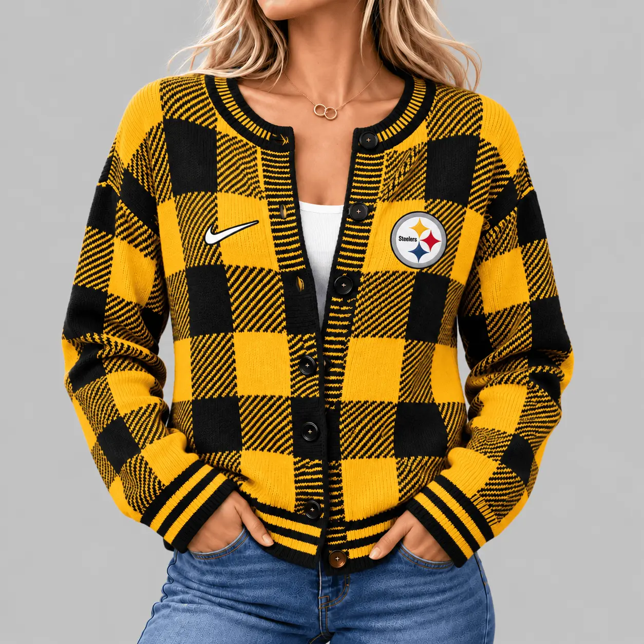 Pittsburgh Steelers | NFL Buffalo Check Knit Cardigan