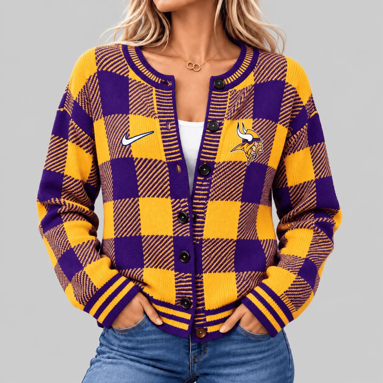 Minnesota Vikings | NFL Buffalo Check Knit Cardigan