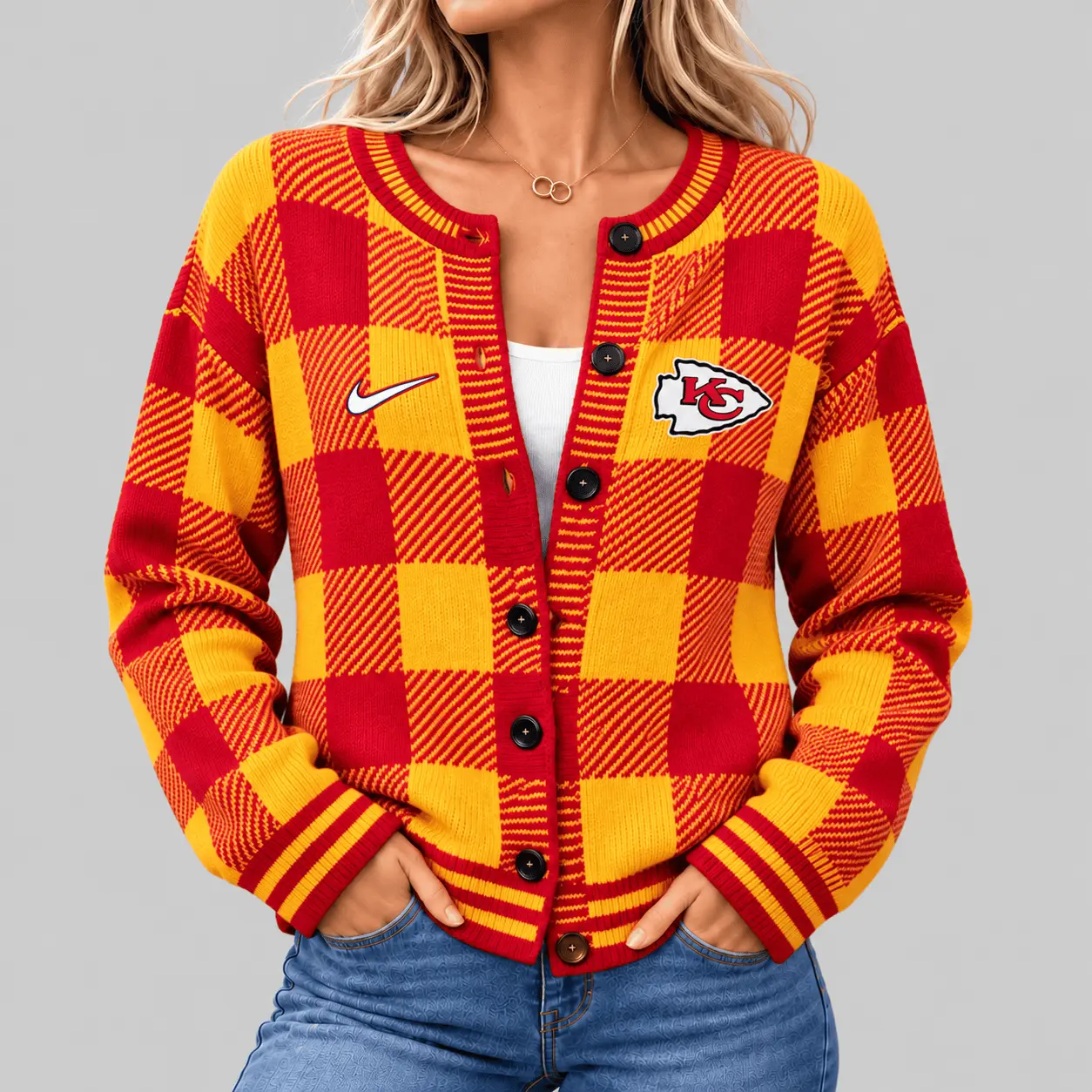 Kansas City Chiefs | NFL Buffalo Check Knit Cardigan