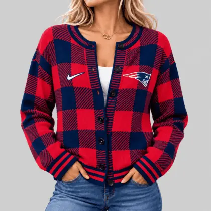 New England Patriots | NFL Buffalo Check Knit Cardigan