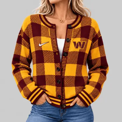 Washington Commanders | NFL Buffalo Check Knit Cardigan