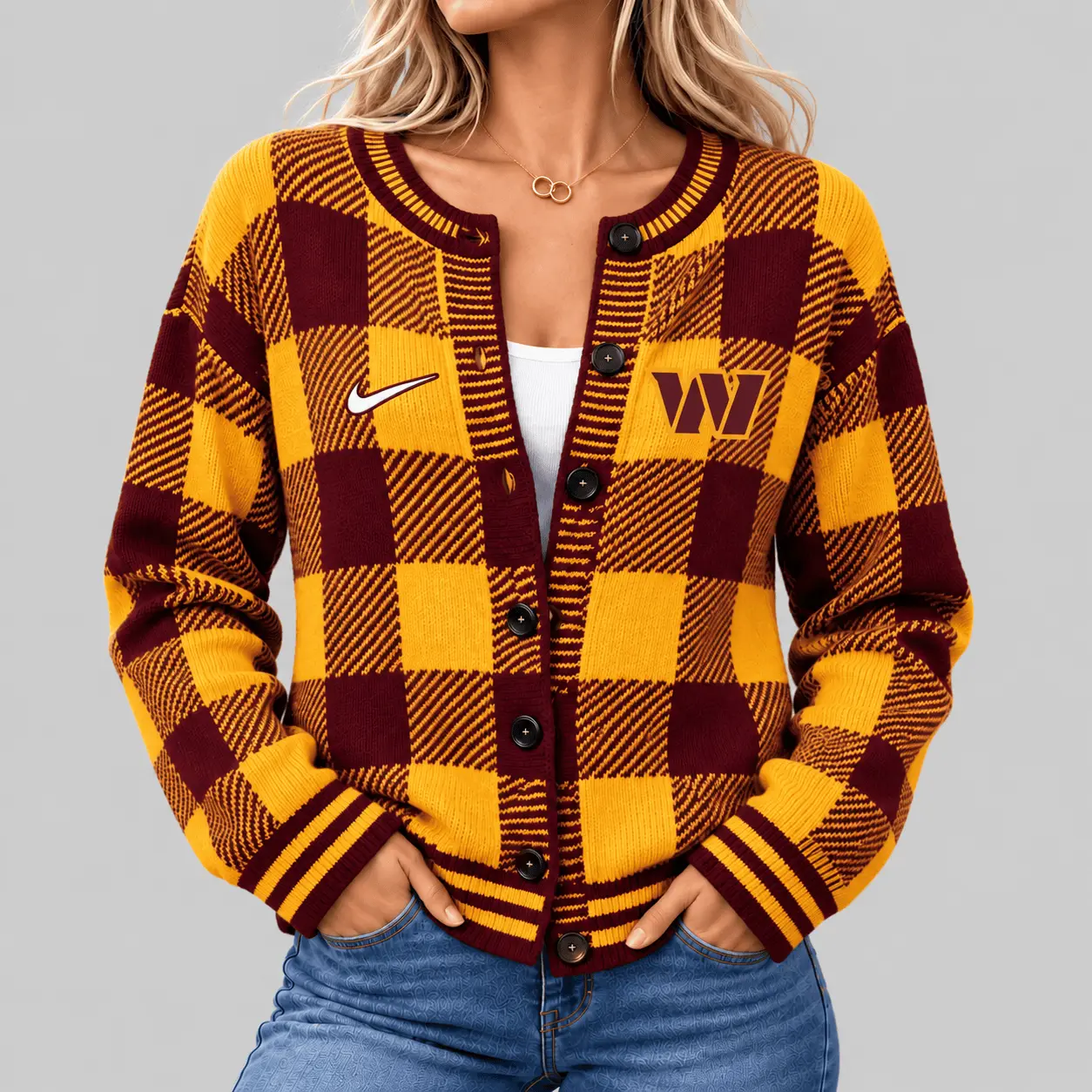 Washington Commanders | NFL Buffalo Check Knit Cardigan