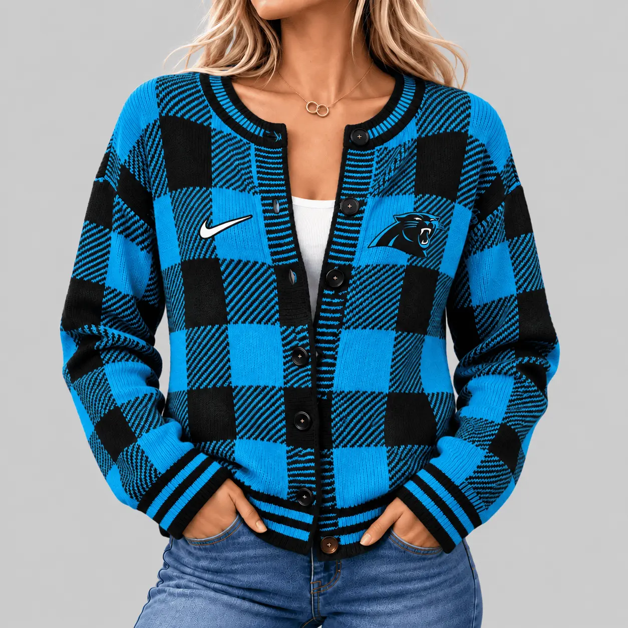 Carolina Panthers | NFL Buffalo Check Knit Cardigan