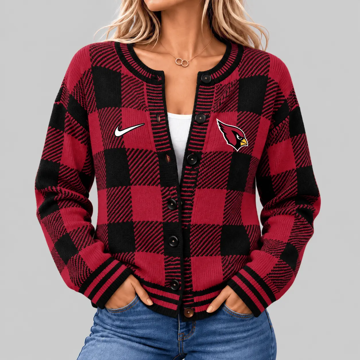 Arizona Cardinals | NFL Buffalo Check Knit Cardigan