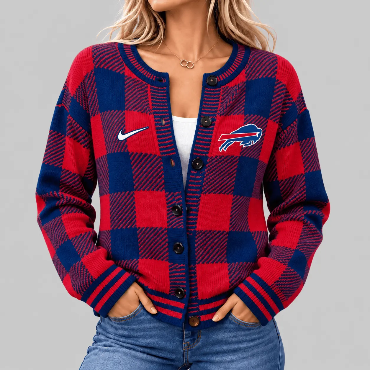 Buffalo Bills | NFL Buffalo Check Knit Cardigan