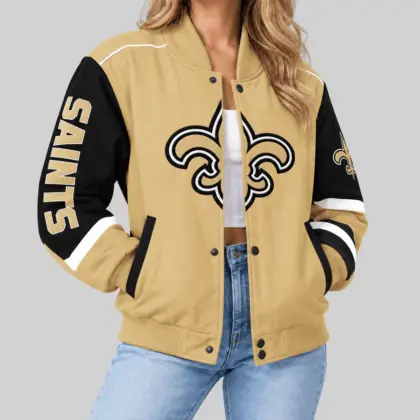 New Orleans Saints | NFL Oversized Logo Baseball Jacket