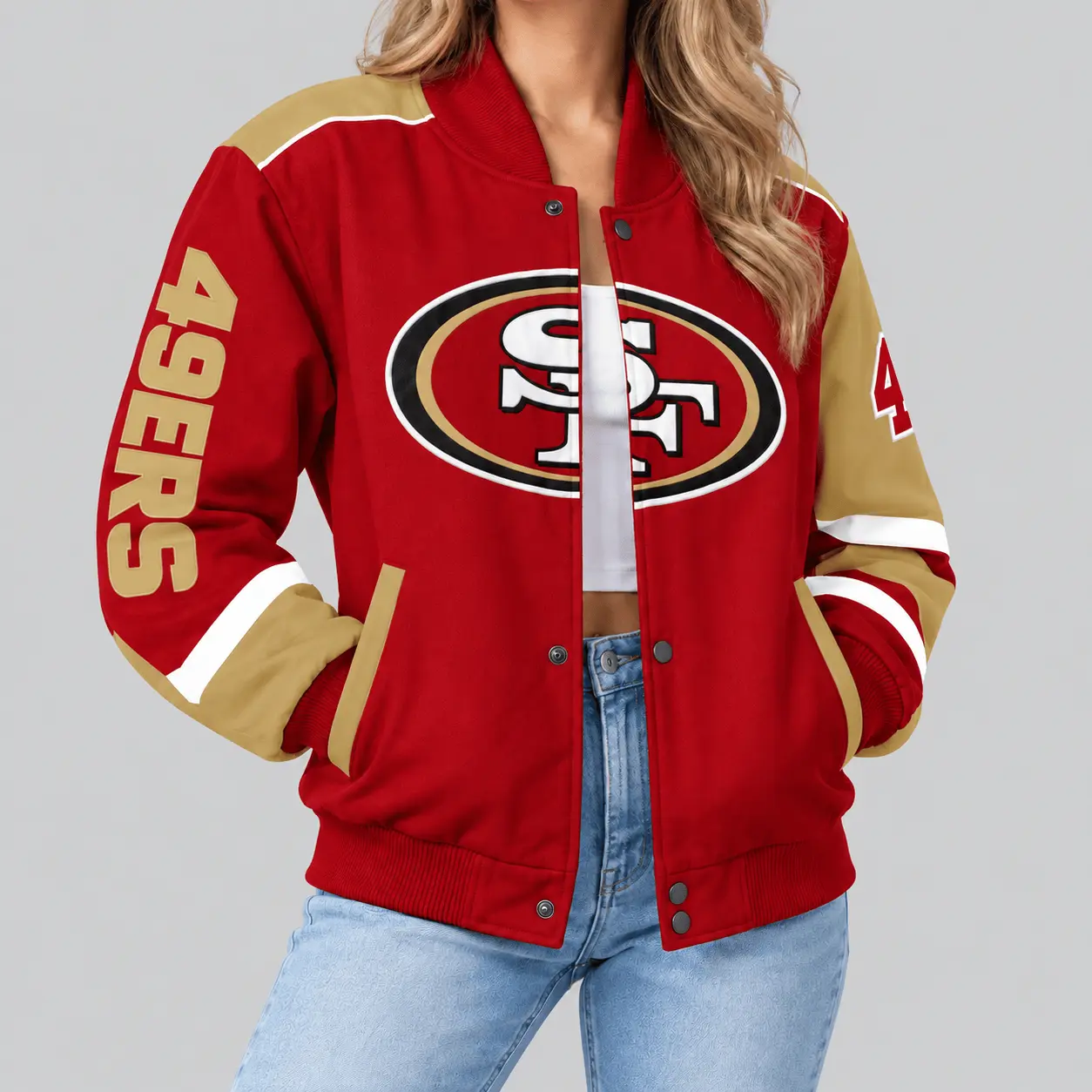 San Francisco 49ers | NFL Oversized Logo Baseball Jacket