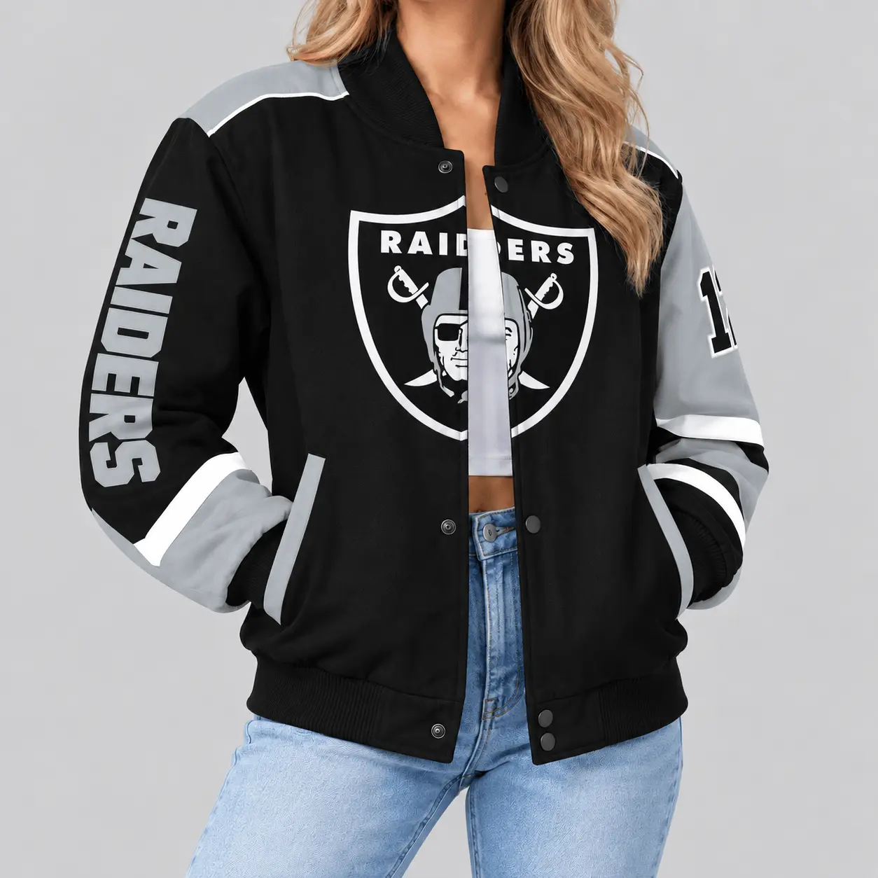 Las Vegas Raiders | NFL Oversized Logo Baseball Jacket