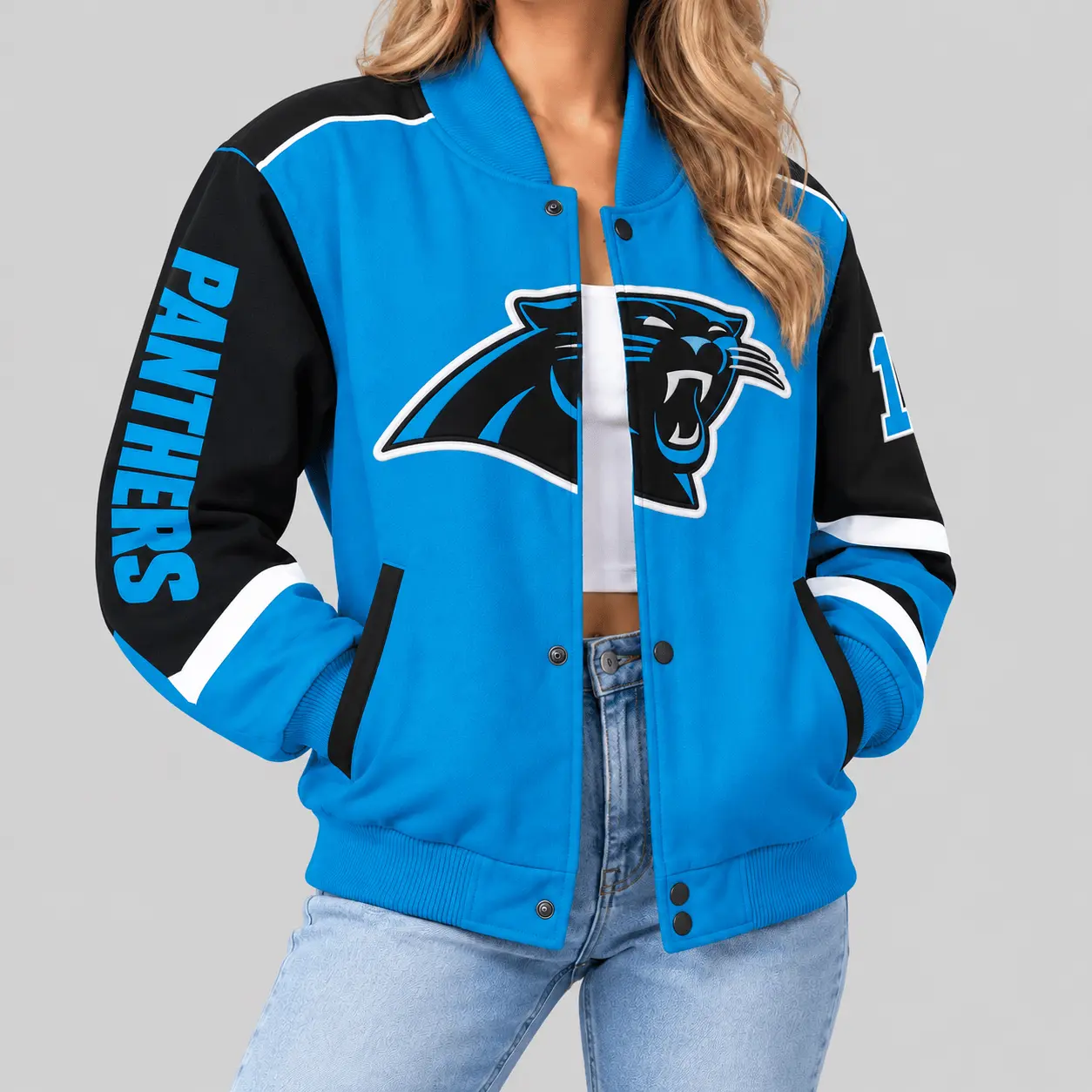 Carolina Panthers | NFL Oversized Logo Baseball Jacket