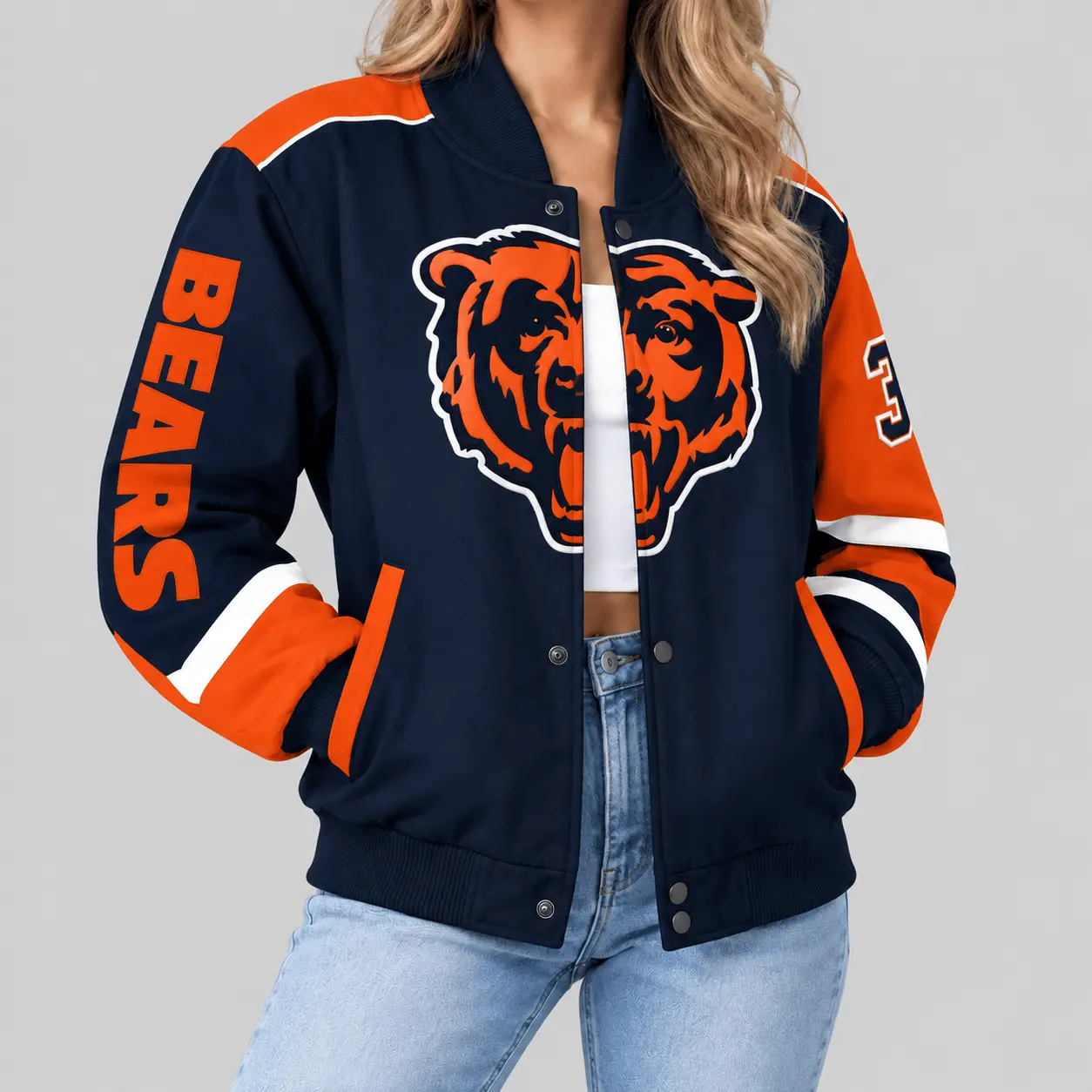 Chicago Bears | NFL Oversized Logo Baseball Jacket