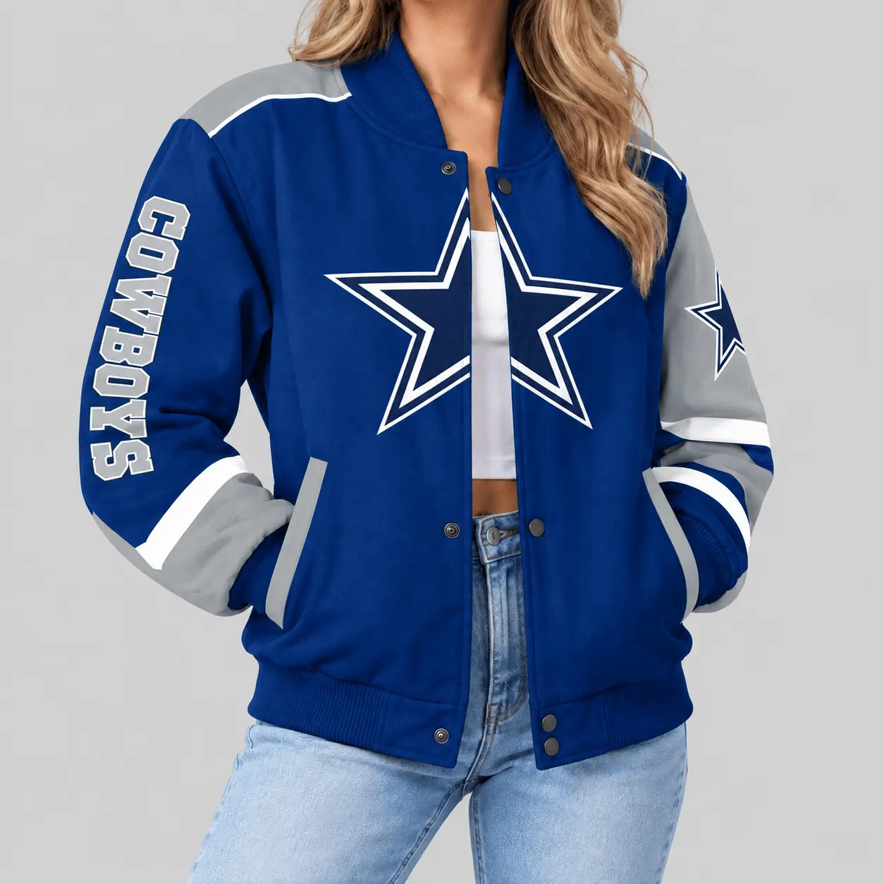Dallas Cowboys | NFL Oversized Logo Baseball Jacket
