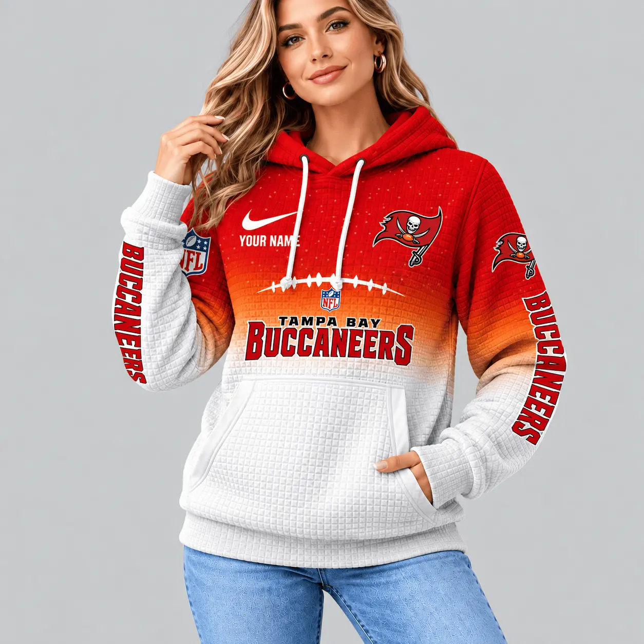 Tampa Bay Buccaneers | NFL Gradient Football Waffle Hoodie