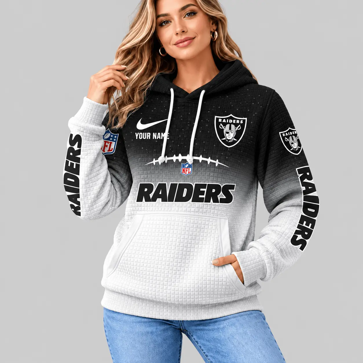 Las Vegas Raiders | NFL Gradient Football Waffle Hoodie