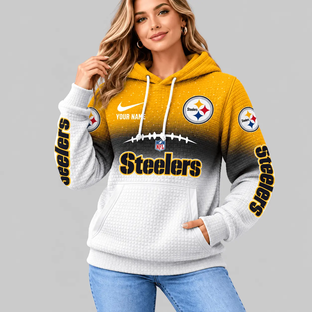 Pittsburgh Steelers | NFL Gradient Football Waffle Hoodie