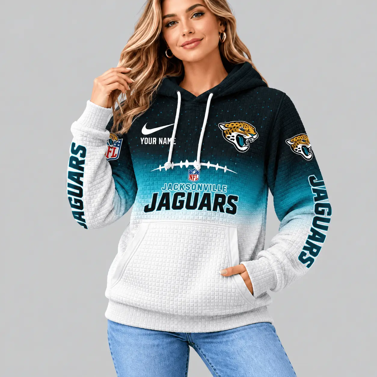 Jacksonville Jaguars | NFL Gradient Football Waffle Hoodie