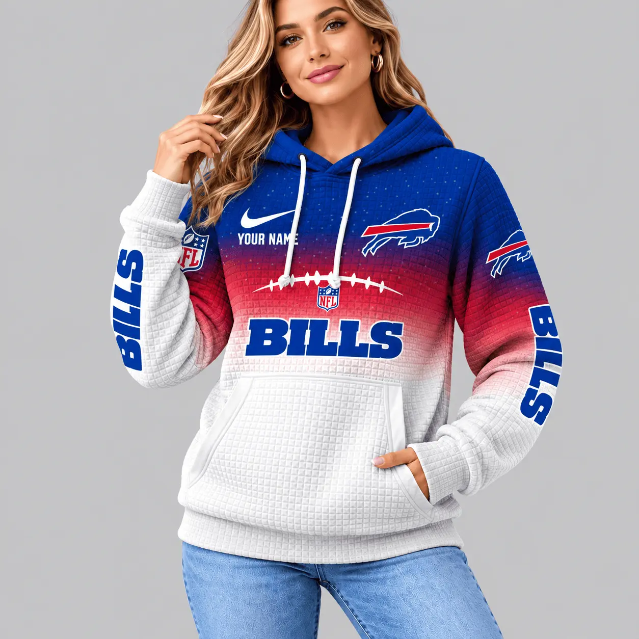 Buffalo Bills | NFL Gradient Football Waffle Hoodie