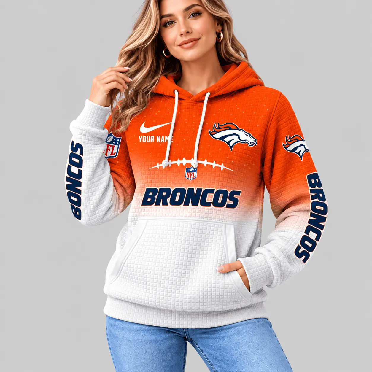 Denver Broncos | NFL Gradient Football Waffle Hoodie