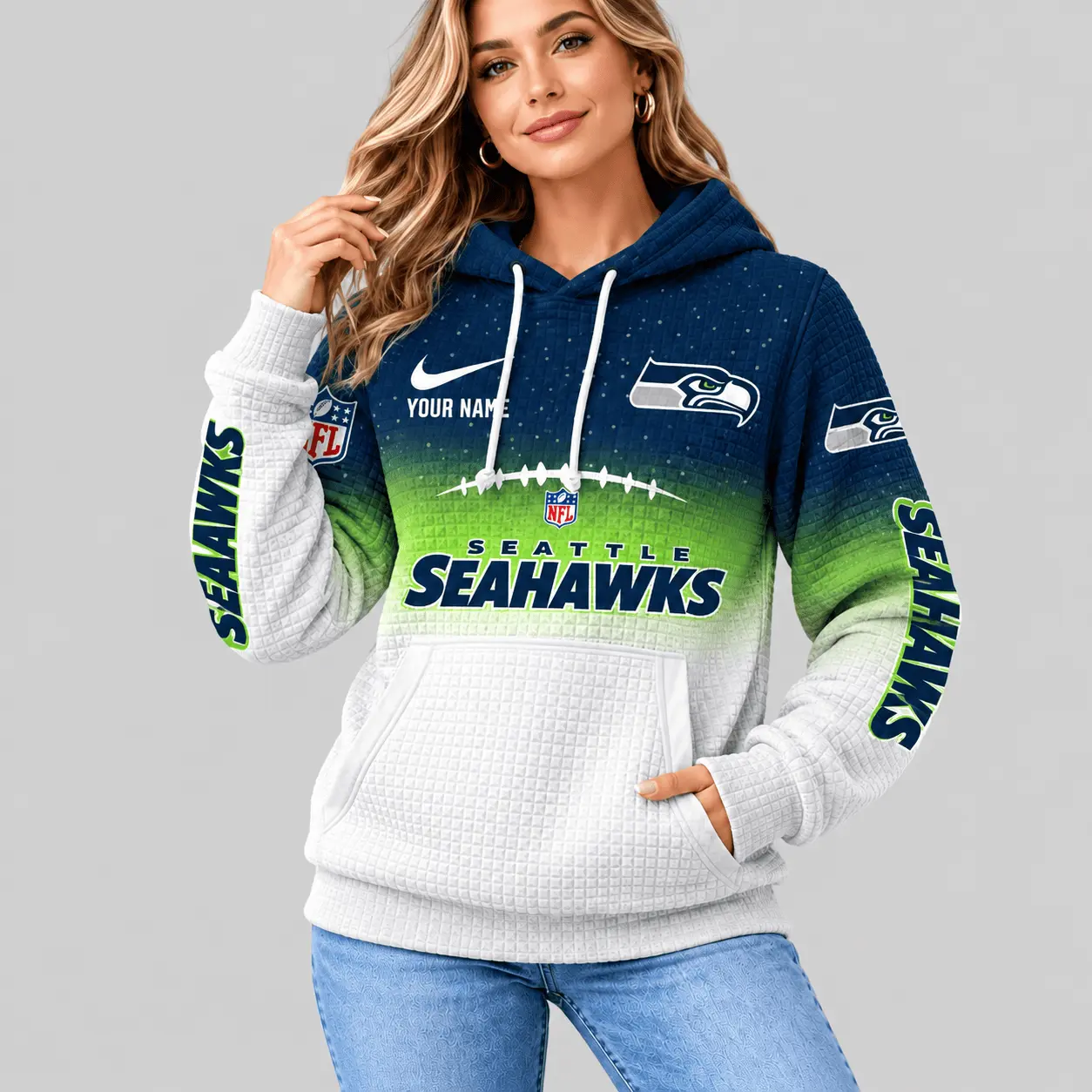 Seattle Seahawks | NFL Gradient Football Waffle Hoodie