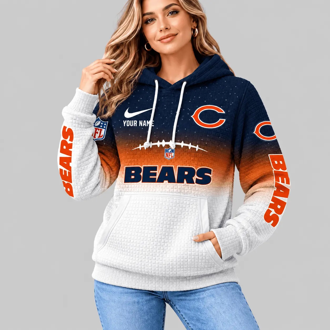 Chicago Bears | NFL Gradient Football Waffle Hoodie