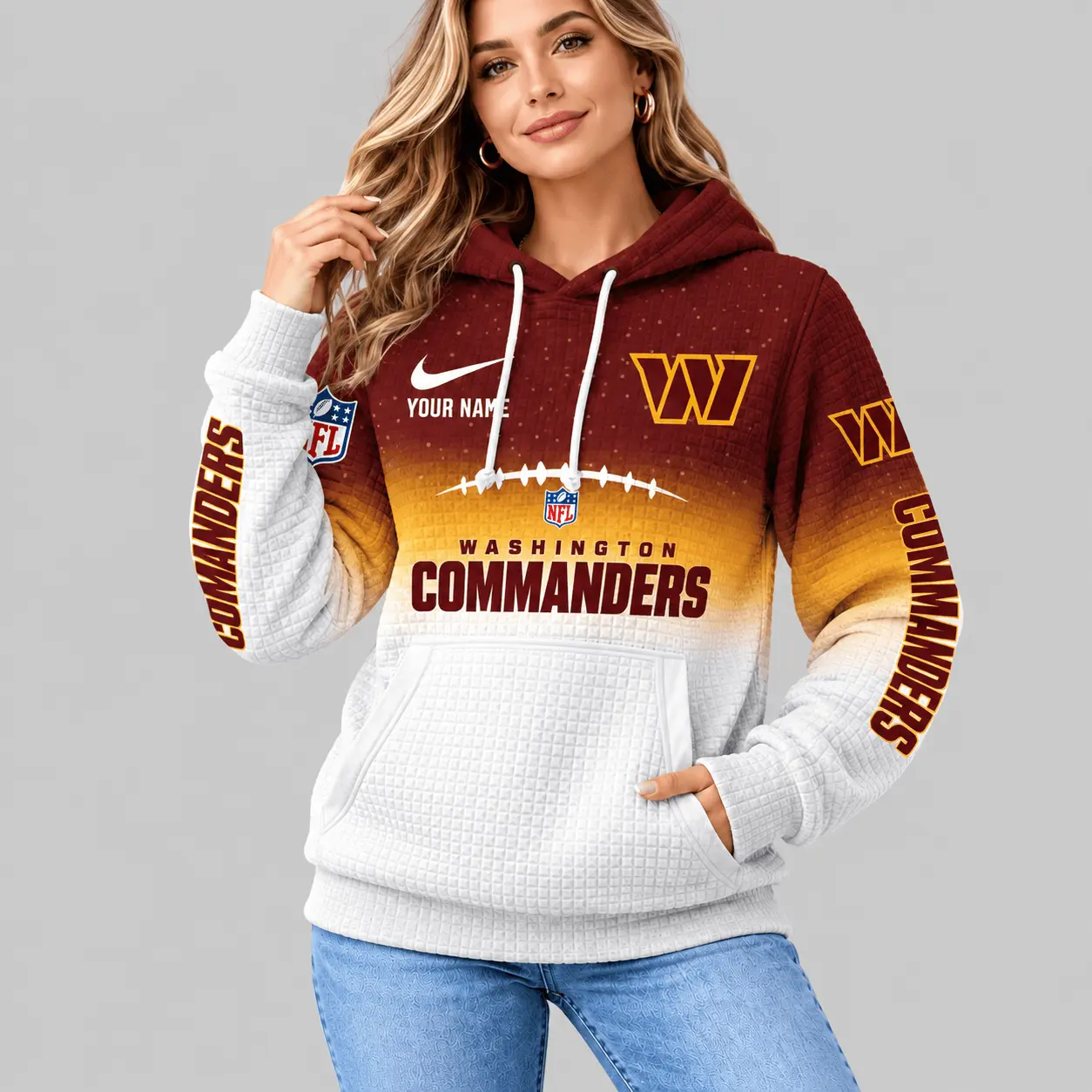 Washington Commanders | NFL Gradient Football Waffle Hoodie